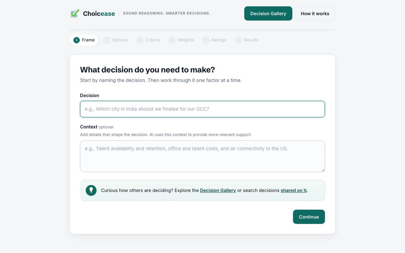 Choicease | AI-Assisted Decision-Making Tool — screenshot