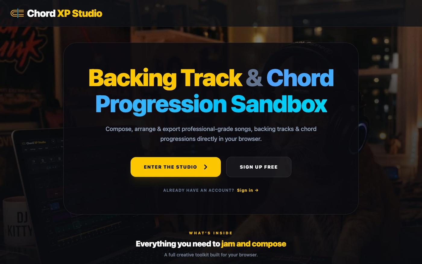 Chord XP Studio | Web-Based Chord Progression Building Sandbox — screenshot