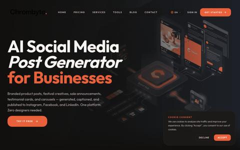 AI Social Media Post Generator - Plan, Design, Write & Publish | Chrombyte — screenshot