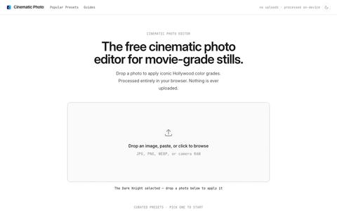 Cinematic Photo Editor | Free Online Movie-Style Color Grading — screenshot