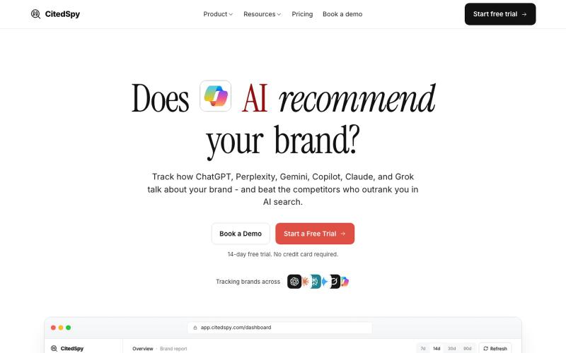 CitedSpy - Track your brand in ChatGPT, Perplexity, Gemini — screenshot