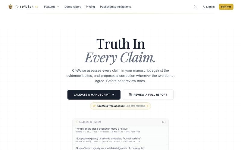 CiteWise - Truth In Every Claim — screenshot