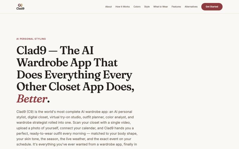 AI Wardrobe App & Daily Outfit Planner | Clad9 — screenshot