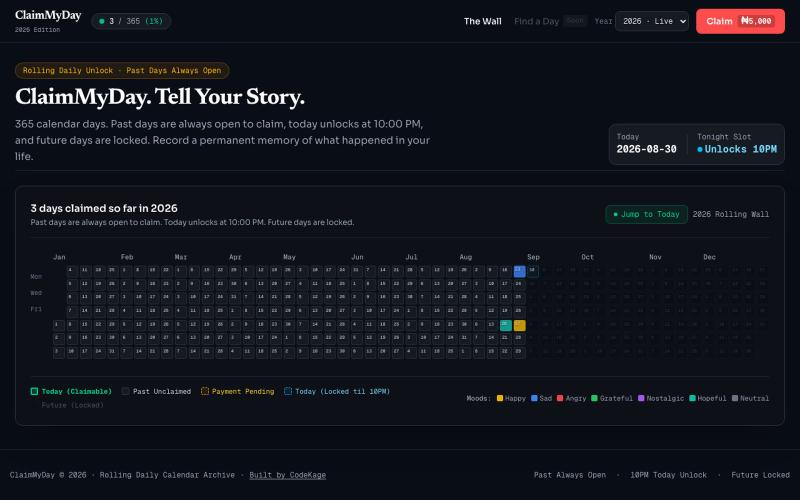 ClaimMyDay — Own a day. Tell your story. — screenshot