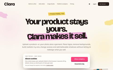 Preserve your product. Create everything needed to sell it | Clara — screenshot