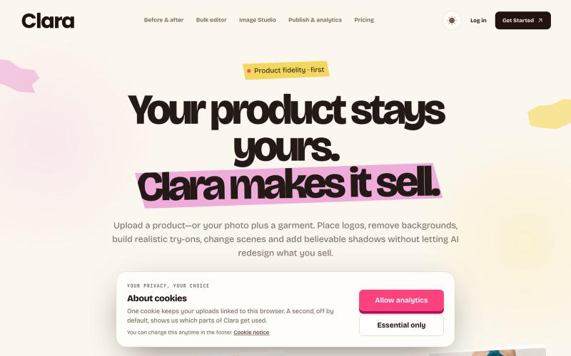 Preserve your product. Create everything needed to sell it | Clara — screenshot