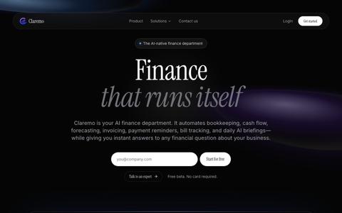 Claremo — Finance that runs itself. — screenshot