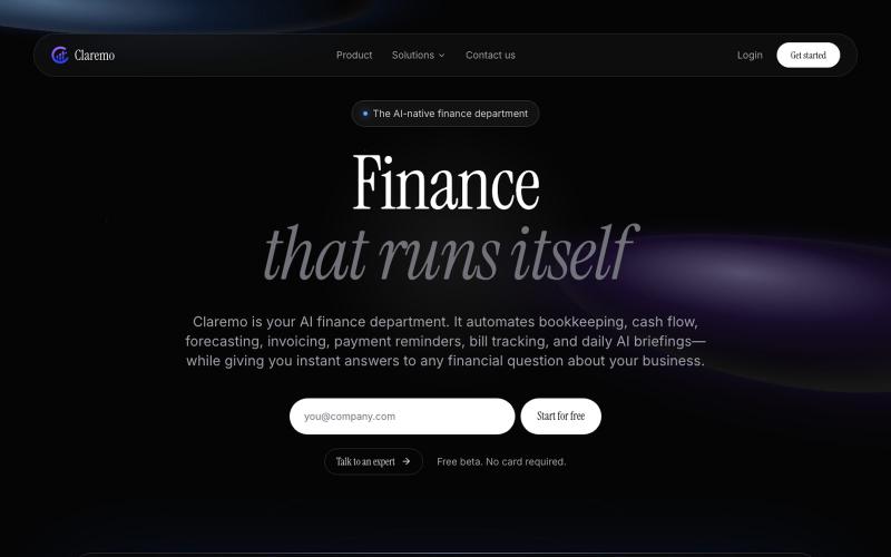 Claremo — Finance that runs itself. — screenshot