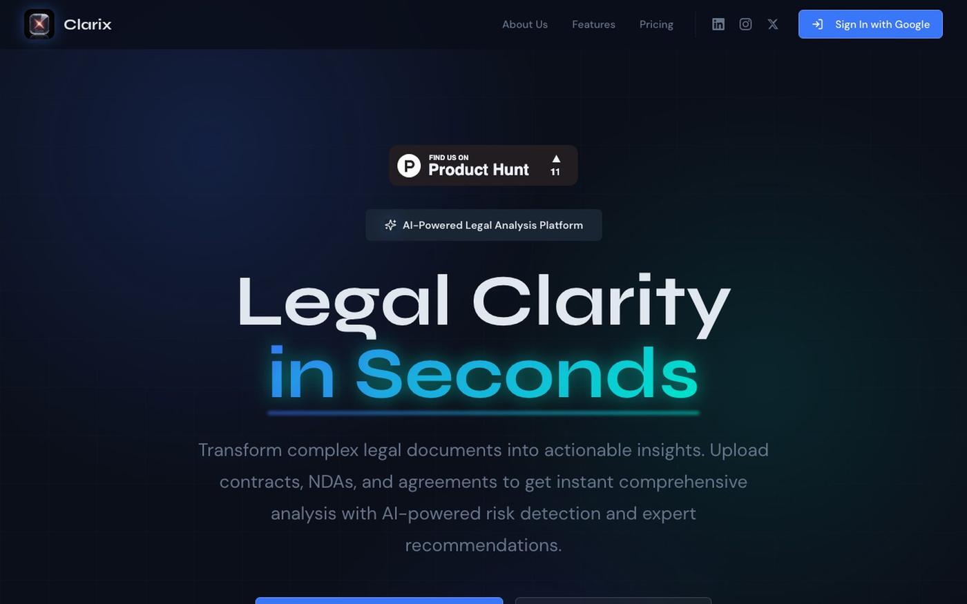 Clarix – AI for Legal Clarity — screenshot