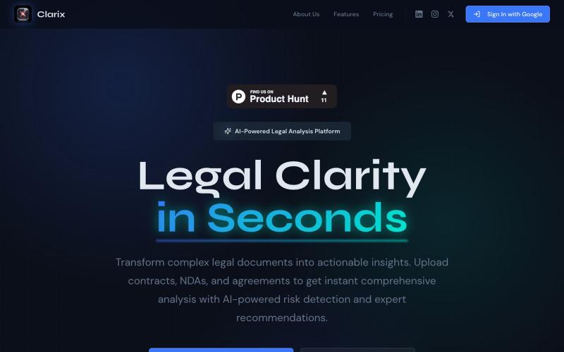 Clarix – AI for Legal Clarity — screenshot