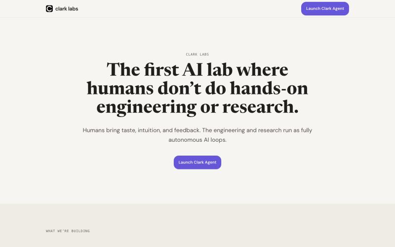 Clark Labs | The first AI lab run by autonomous AI — screenshot