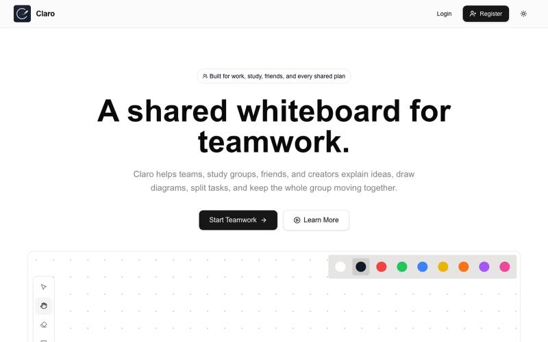 Claro | Teamwork Whiteboard — screenshot