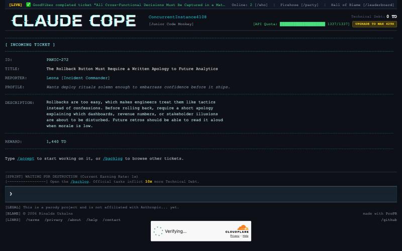 Claude Cope — screenshot