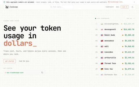 claudeusage — Claude Code usage tracker & public leaderboard — screenshot
