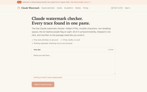 Claude watermark checker — find every trace in one paste — screenshot