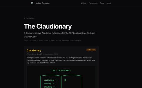 The Claudionary | A Definitive Guide to Claude Code Spinner Verbs | Andrew Templ — screenshot
