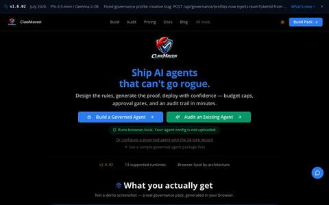 ClawMaven — The Governance Intelligence Layer for AI Agents — screenshot