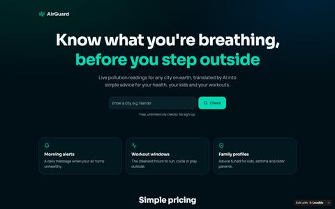AirGuard — Live Air Quality Alerts & AI Health Advice — screenshot