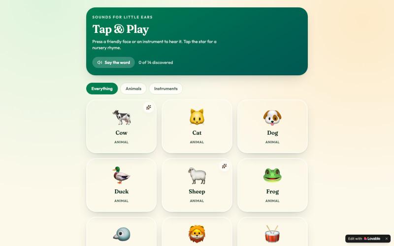 Tap & Play — Animal and Instrument Sounds for Toddlers — screenshot