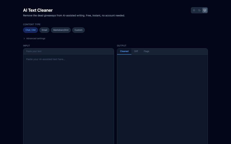 AI Text Cleaner: Remove AI Writing Markers Instantly — screenshot