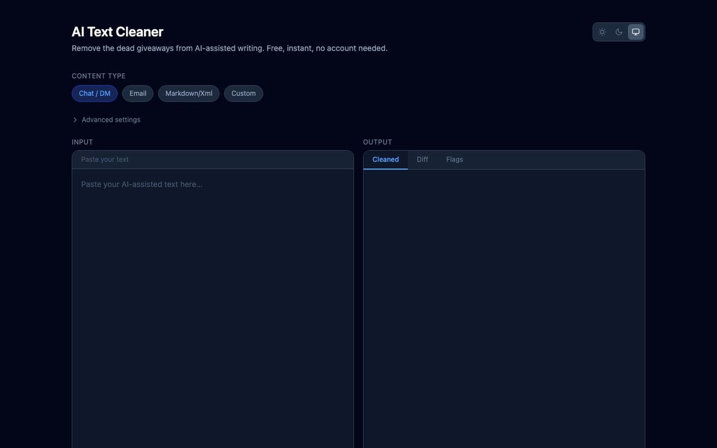AI Text Cleaner: Remove AI Writing Markers Instantly — screenshot