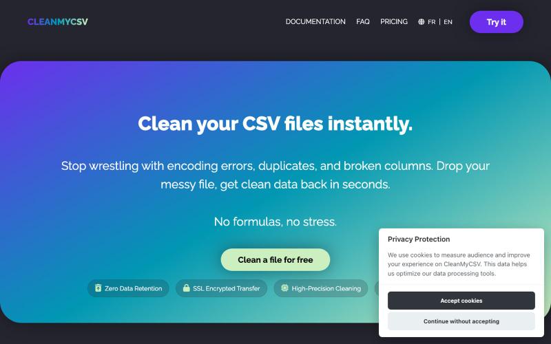 CleanMyCSV - Nettoyez vos fichiers CSV en quelques secondes — screenshot