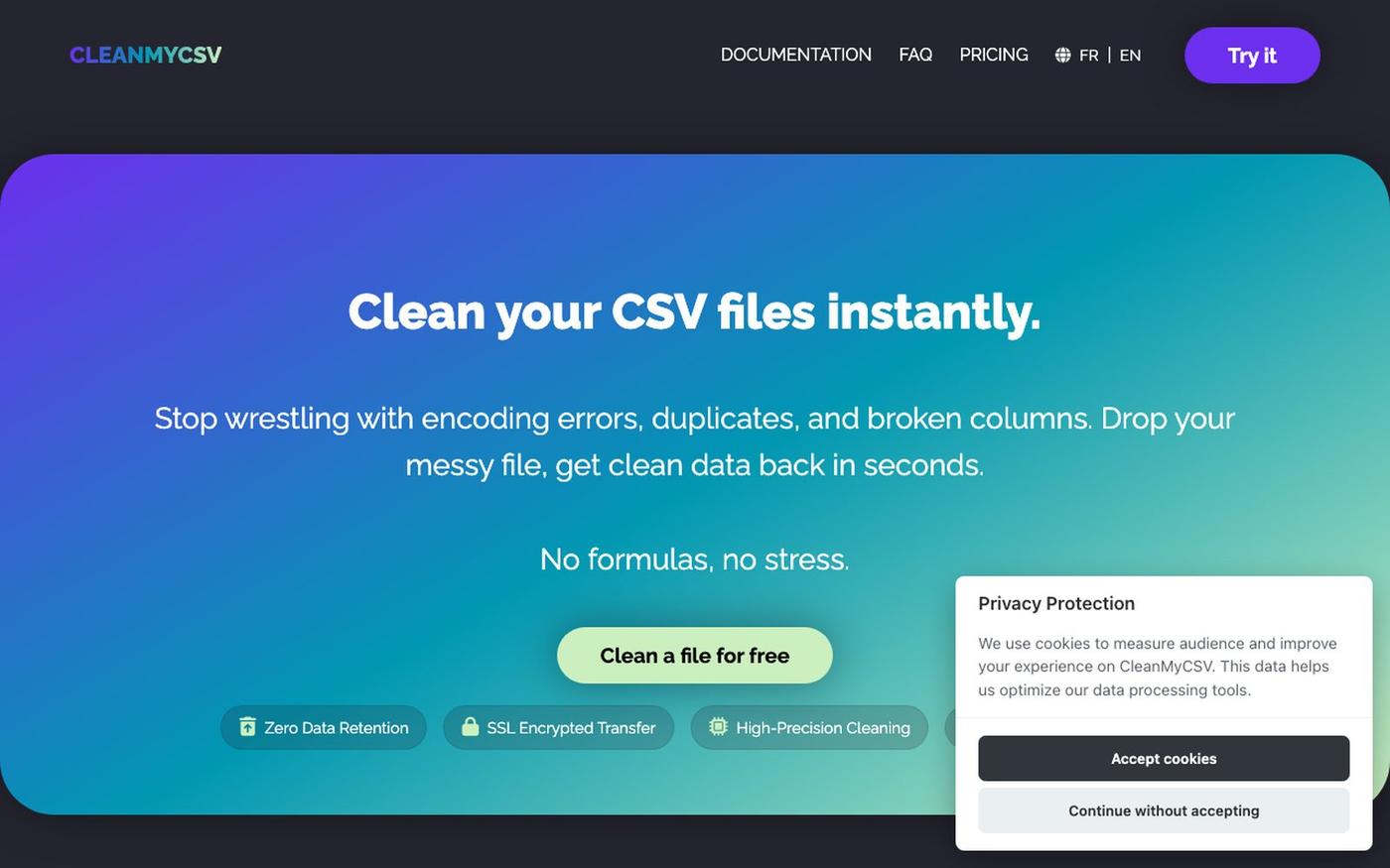 CleanMyCSV - Nettoyez vos fichiers CSV en quelques secondes — screenshot