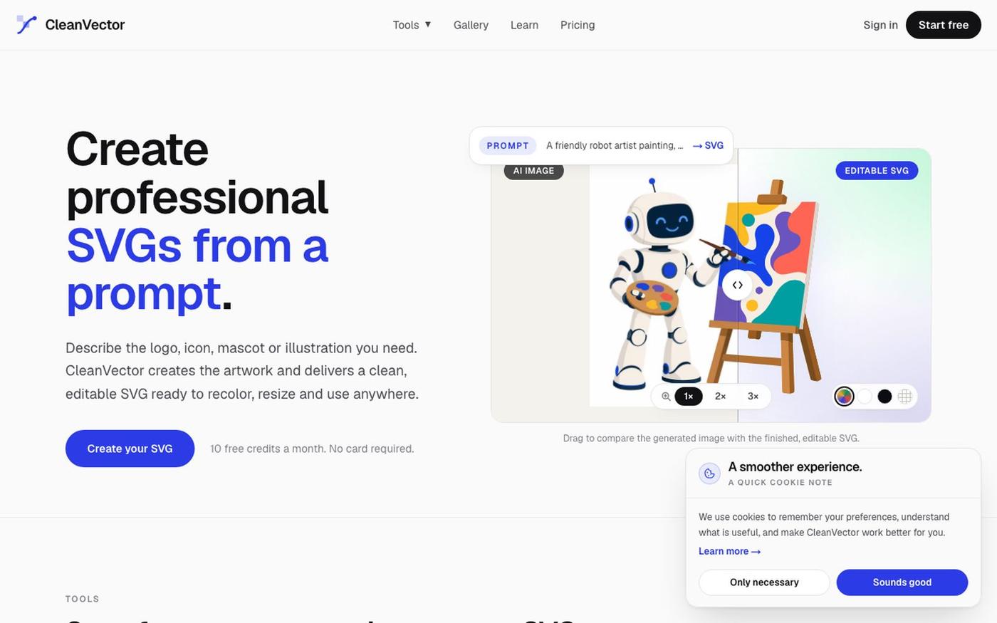 AI Vector Generator & Professional SVG Maker | CleanVector — screenshot