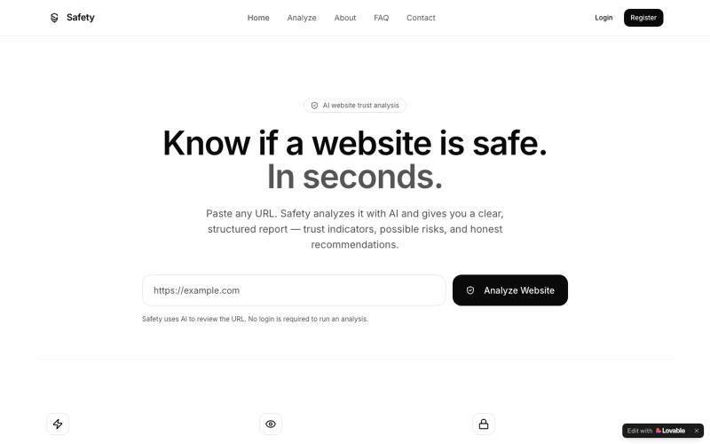Safety — AI Website Trust Analysis — screenshot