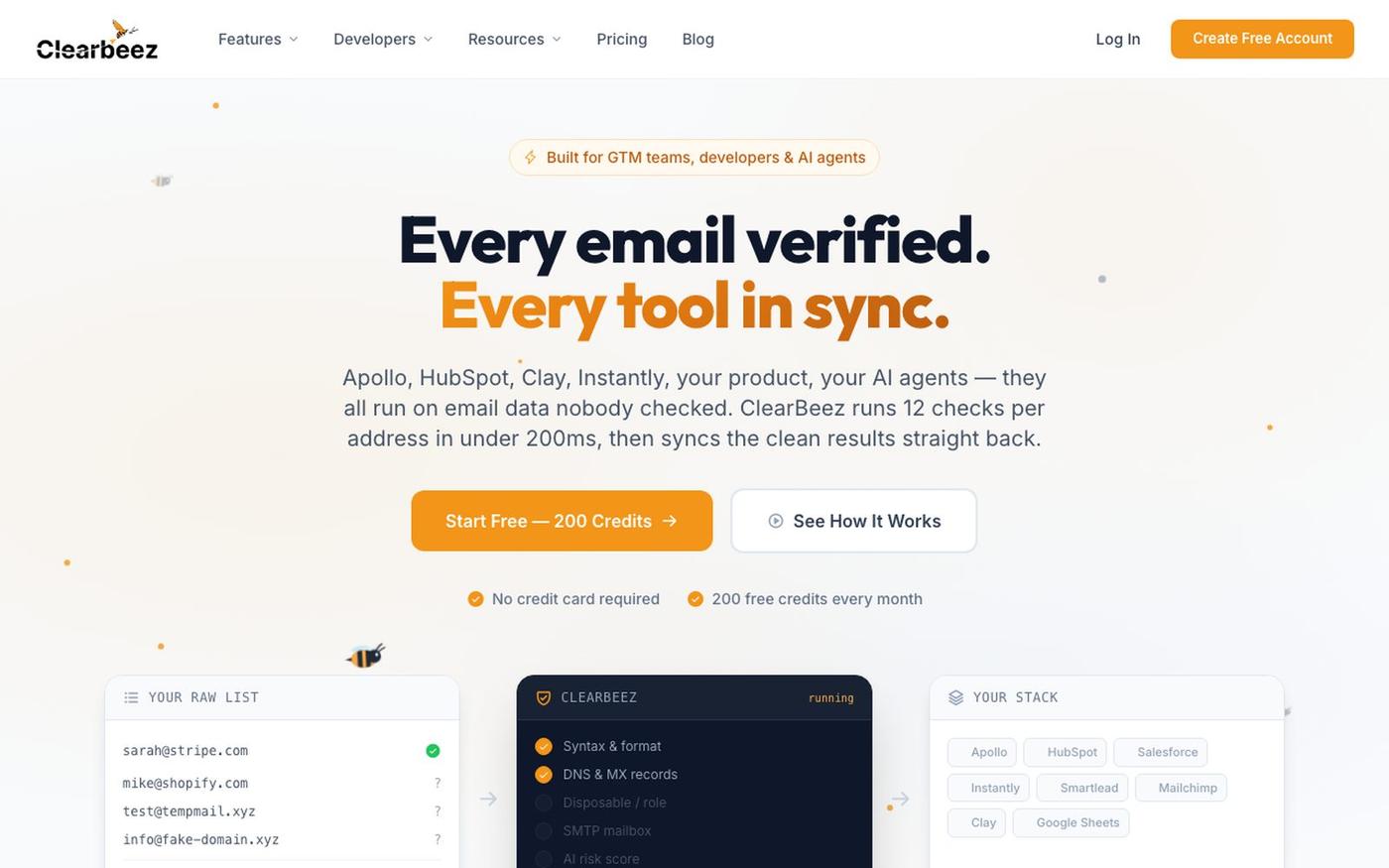ClearBeez — AI-Powered Email Verification Platform — screenshot