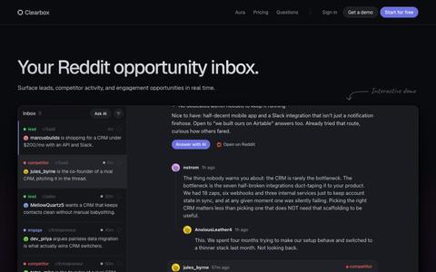Clearbox — Your Reddit opportunity inbox — screenshot