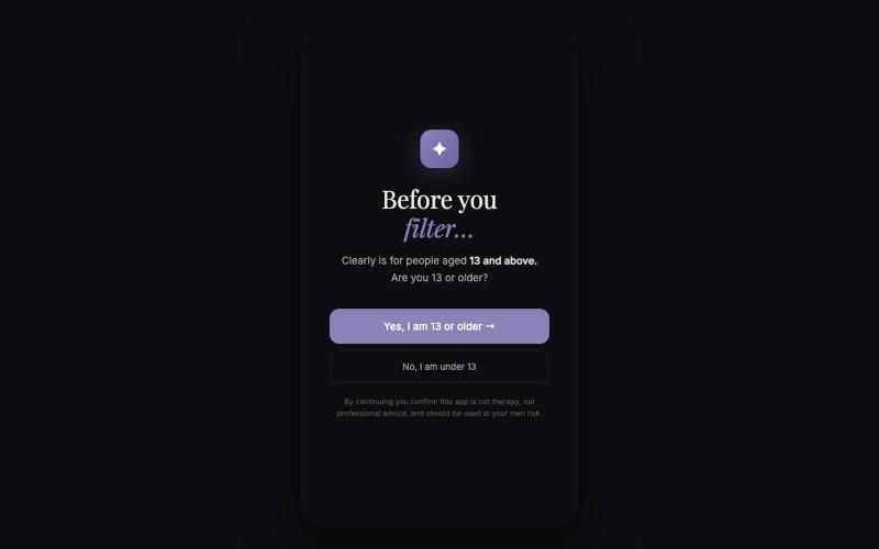 Clearly — filter your thoughts — screenshot