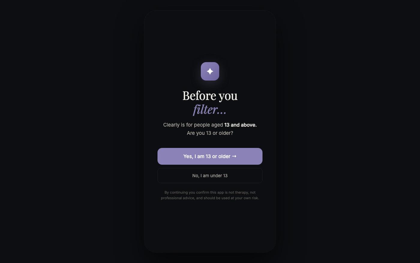 Clearly — filter your thoughts — screenshot