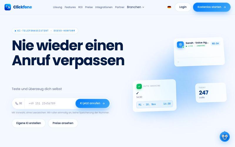 Clickfone — KI-Voice-Agents für dein Telefon — screenshot