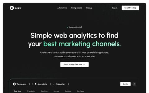 Simple web analytics to find your best marketing channels | Clics Analytics — screenshot
