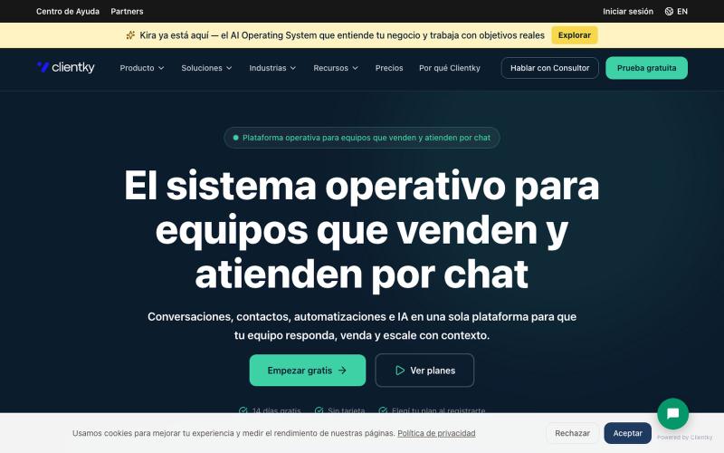 Clientky | Inbox omnicanal para WhatsApp y redes sociales — screenshot