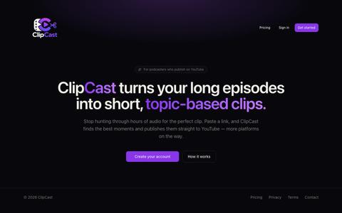 ClipCast — AI Podcast Clips for Social Media — screenshot