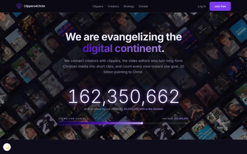 Clippers4Christ, Free training to clip Christian content — screenshot