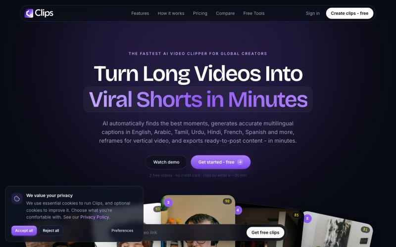 ClipsHQ - AI Video Clips Delivered to Your Inbox — screenshot