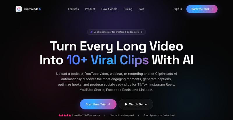 Clipthreads AI — Turn Long Videos Into Viral Short Clips In Minutes — screenshot