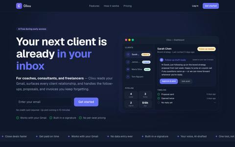 Clivu — AI-Powered CRM for Freelancers & Consultants | HoneyBook Alternative | C — screenshot