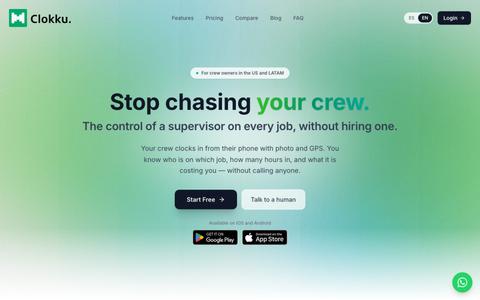 Clokku — Crew control: hours, GPS and job evidence — screenshot