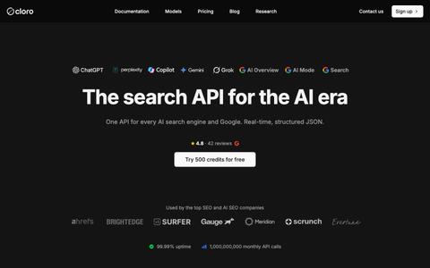 cloro - the best scraper for SEO and AI SEO — screenshot