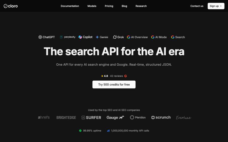 cloro - the best scraper for SEO and AI SEO — screenshot
