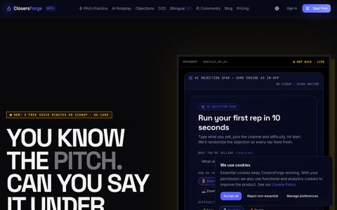ClosersForge — 5 Free Voice Minutes On Signup. No Card. Real AI Buyer. — screenshot