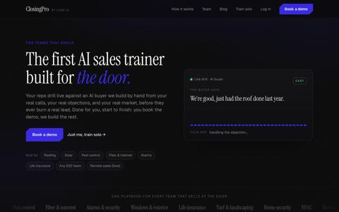 ClosingPro | The AI sales trainer built for the door — screenshot