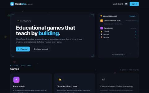 CloudSims Online — learn by building — screenshot