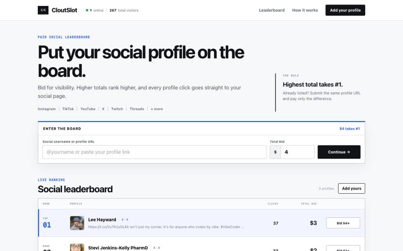 CloutSlot — Promote your social — screenshot