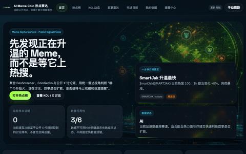 AI Meme Coin 热点雷达 — screenshot