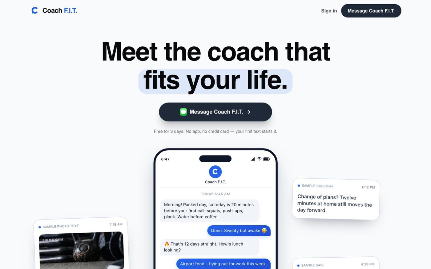 Finally, a Coach That Fits Your Life | Coach F.I.T. — screenshot